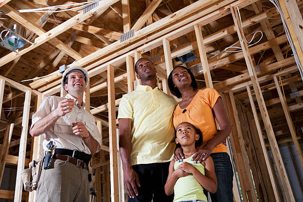 Family discussing a construction permanent loan